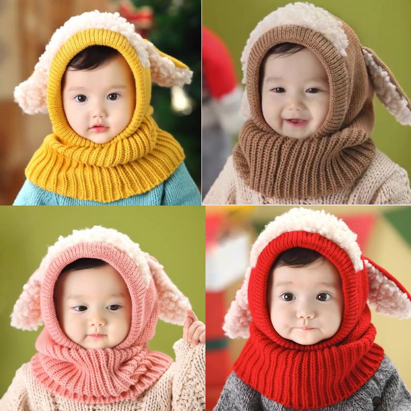 Toddler Knit Cap With Cute Dog Pattern For Kids Winter Warmth And Wind Resistance