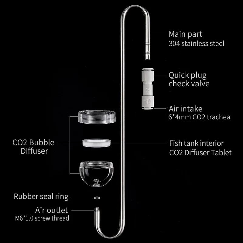Week Aqua 304 Stainless Steel CO2 Atomizer Bubble Counter Diffuser Check Valve For Aquarium Plants Fish Tank