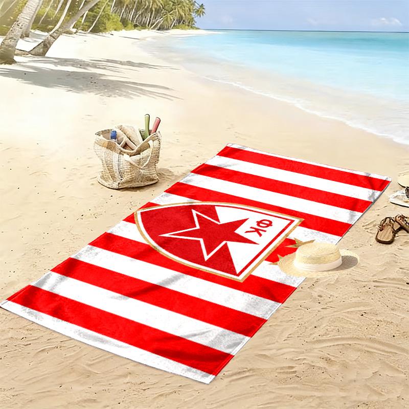Red Star Belgrade Print Beach Towel, Large Soft Quick Dry Towel for Beach Camping Swimming