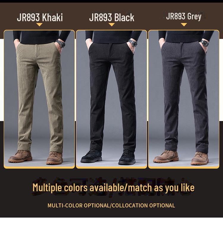 Мужские вельветовые повседневные свободные прямые брюки из бархата — теплые и плотные для осени и зимы