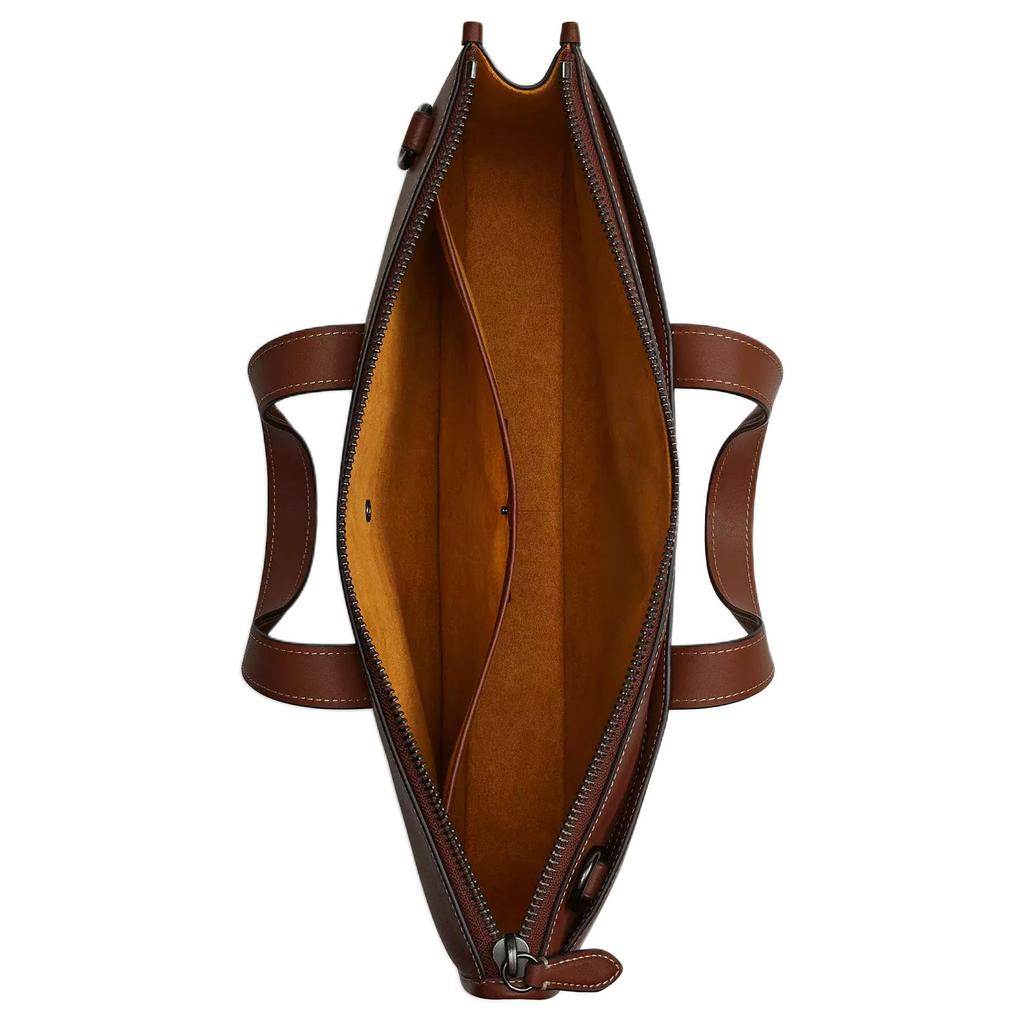 Coach Isaac 40 Logo Zipper Closure Glove Tanned Leather Crossbody Shoulder Tote Bag Large Men Bags Redwood CV969-RWD
