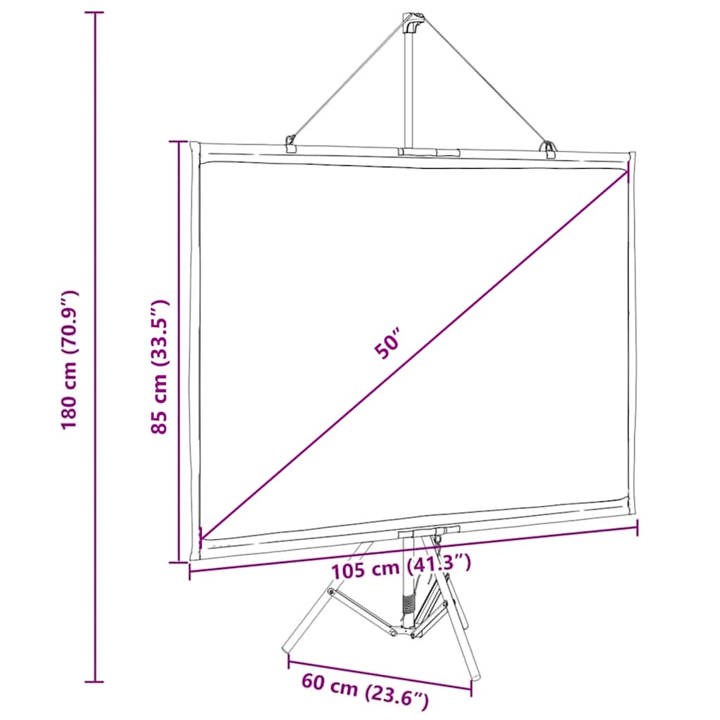 Projection Screen with Stand 50 inch 4:3 Aspect Ratio