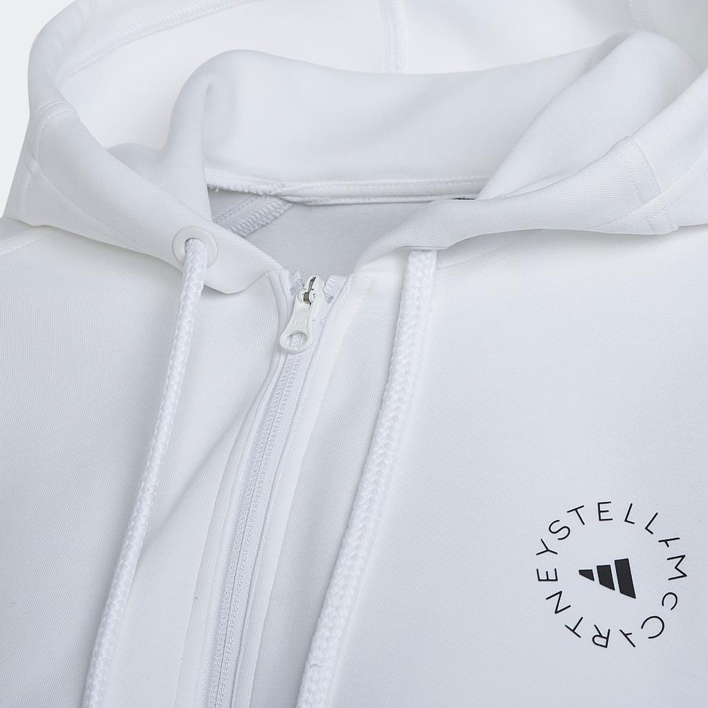 Adidas X Stella McCartney Pure Color Logo Мини-куртка на молнии с капюшоном Женские куртки Белые H59963