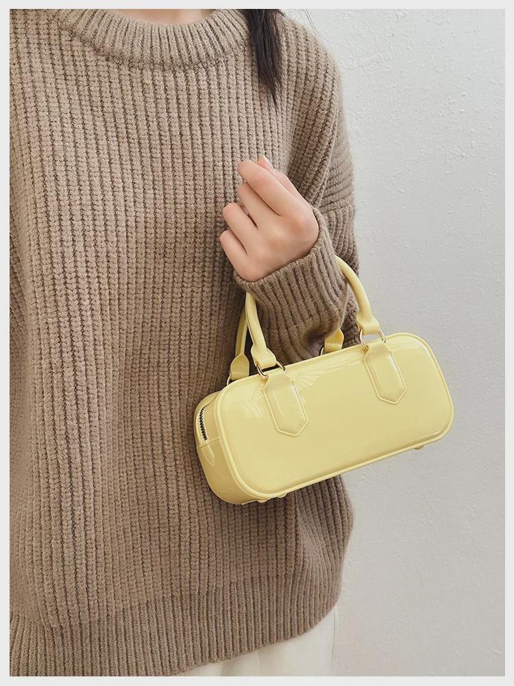 2025 Модная сумка-подушка через плечо из ПВХ-желе карамельного цвета - Большая вместительная женская сумка