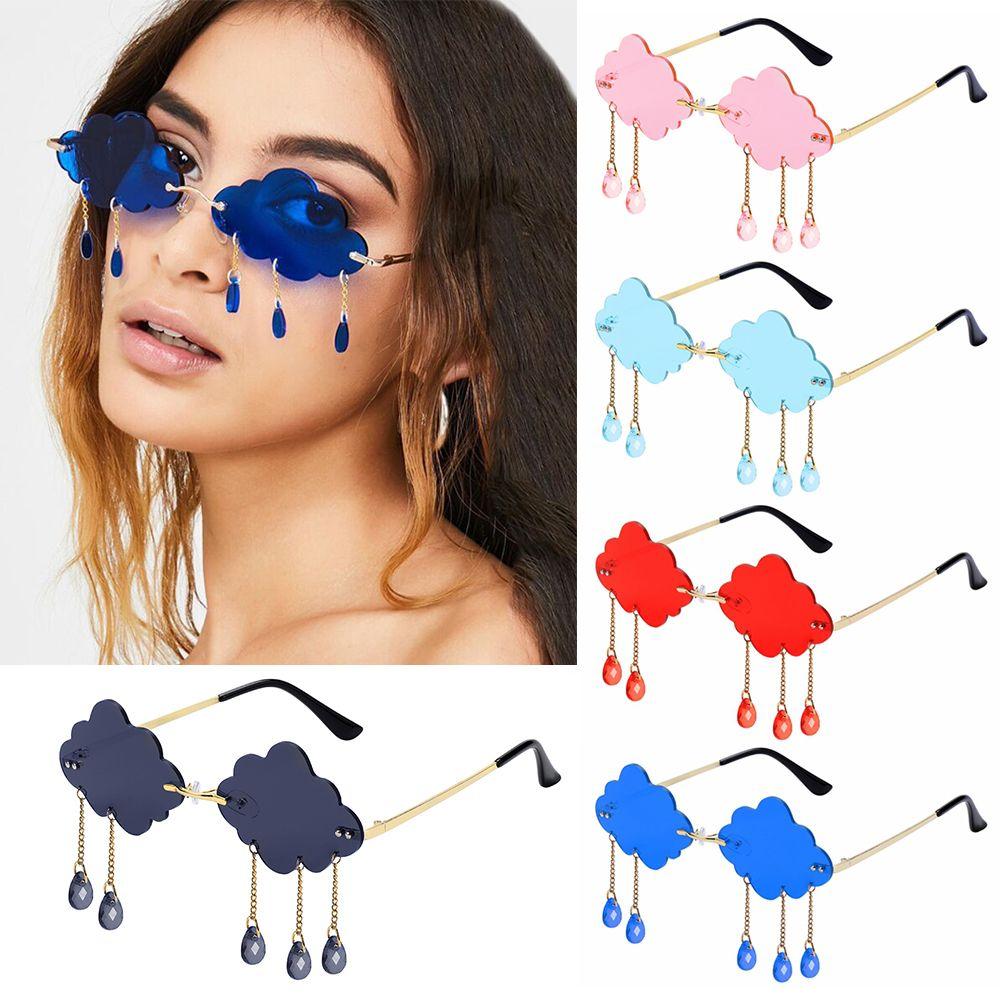 Cloud Shaped Shades Steampunk Sunglasses Disco Glasses Rimless Sunglasses Clouds Tassel Sunglasses