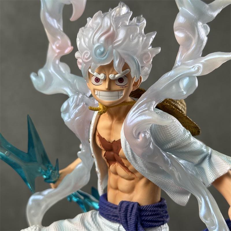 One Piece Luffy Sun God Nika Gear 5 Action Figure With Lightning Effect Collectible Model