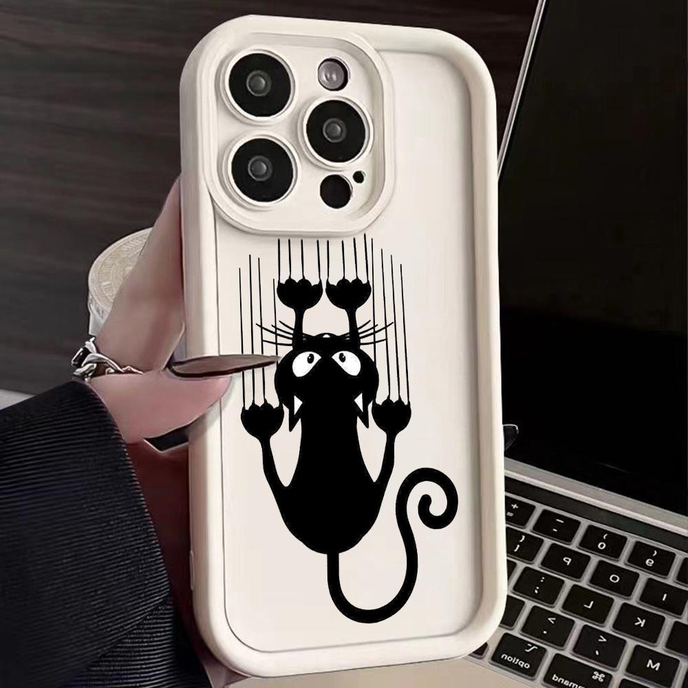 LZ9 мультяшный кот милый художественный дизайн силиконовый чехол для телефона iPhone 11 13 14 15 16 Pro Max 7 8 16 Plus 12 mini XS Max XR противоударный задний чехол