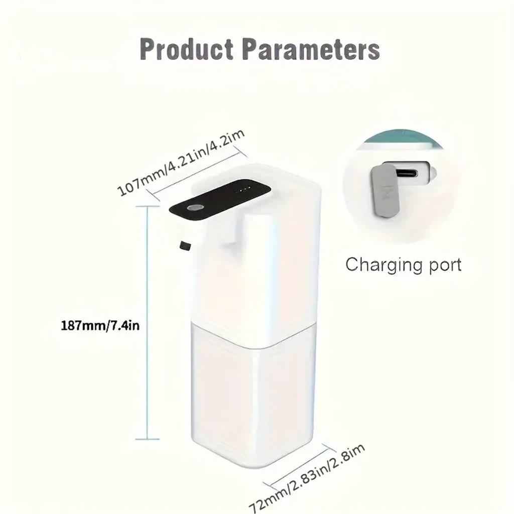 Автоматический дозатор мыла, бесконтактный дозатор пенного мыла, умная индукционная пенная машина, 400 мл/14 унций, перезаряжаемый через USB