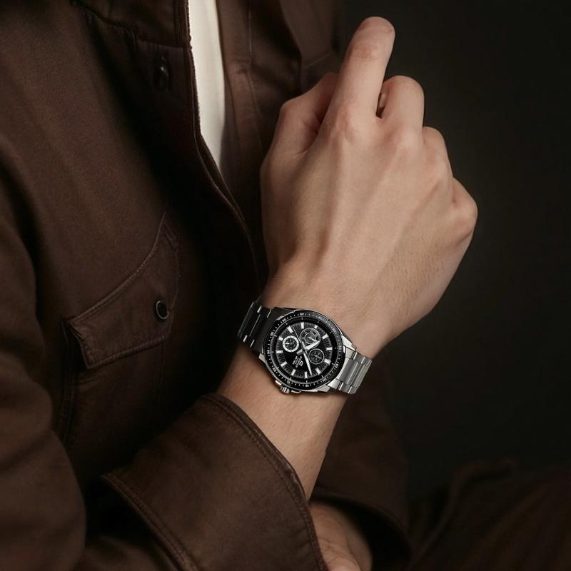 Casio EDIFICE водонепроницаемость 100 метров модные кварцевые часы стальной ремешок японские и корейские часы мужские часы черные EF-336DB-1A1V2021