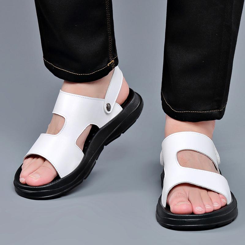 Модные повседневные деловые мужские летние туфли Классический и удобный ретро-стиль Пляжная ходьба по улицам Черно-белые сандалии