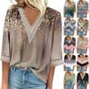 Женские повседневные свободные рубашки с кружевной отделкой и V-образным вырезом Топы с принтом Футболки Футболки