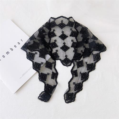 Summer Fashion Transparent Lace Embroidered Triangle Scarf Women's Hollow Scarf Floral Scarf for Women