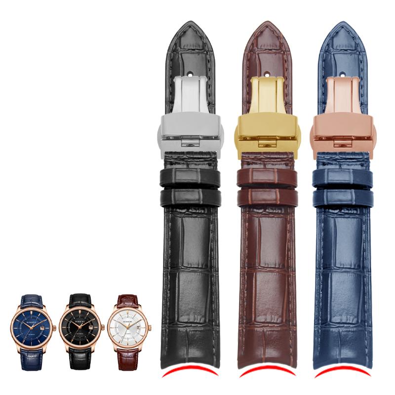 Для аксессуаров Jaeger-LeCoultre Мужские Заменная Лунная Фаза Серия Master Clown Интерфейс Beichen Arc Ремешок для часов из натуральной кожи