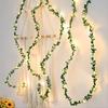 1pc Artificial Green Leaf LED String Lights, LED String Lights Battery Operated Vine Fairy String Lights Hanging Garland Copper