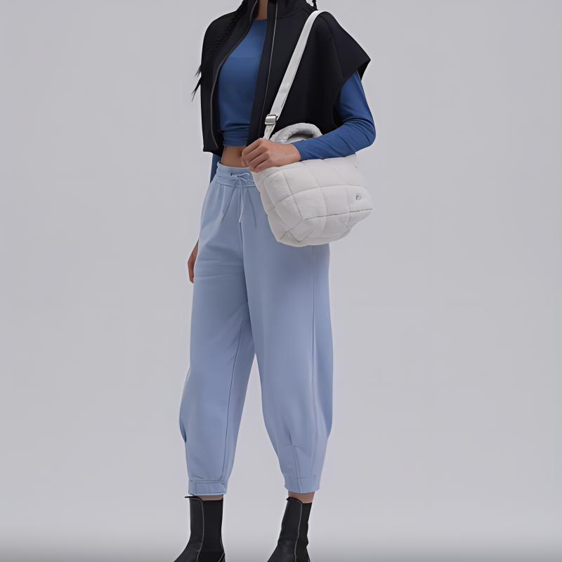 Lululemon 5L Quilted Grid Fashionable Versatile Fleece Shoulder Crossbody Bag Women bags White Egg-White LW9EUZS-272744