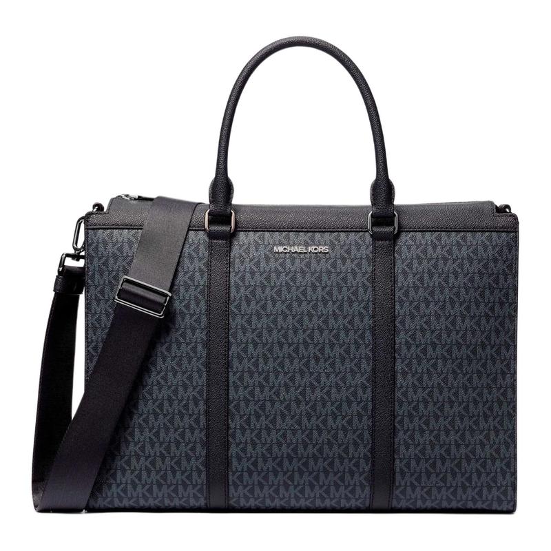 MICHAEL KORS COOPER Brand Iconic Logo Print Artificial Leather Presbyopia Briefcase Men's Dark Blue