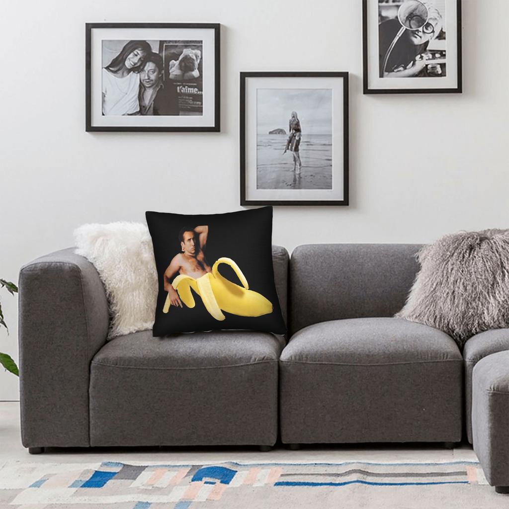 Pillow Case Funny N-Nicolas C-Cage Banana Soft  Pillow Cover For Living Room Chair Cute Funny Pillowcases