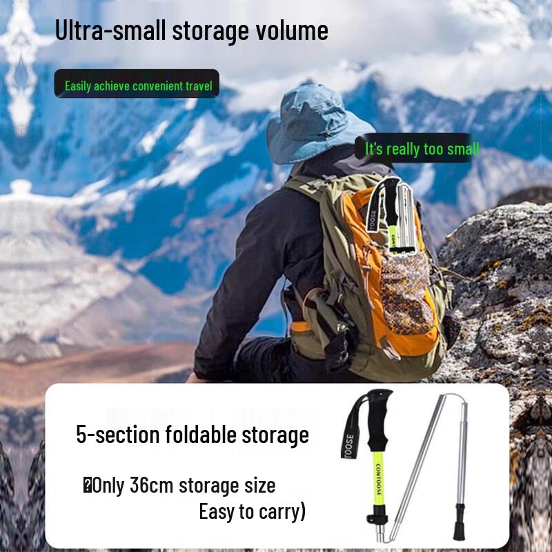 Ultra-light 3-Section Carbon Fiber Folding Hiking Pole