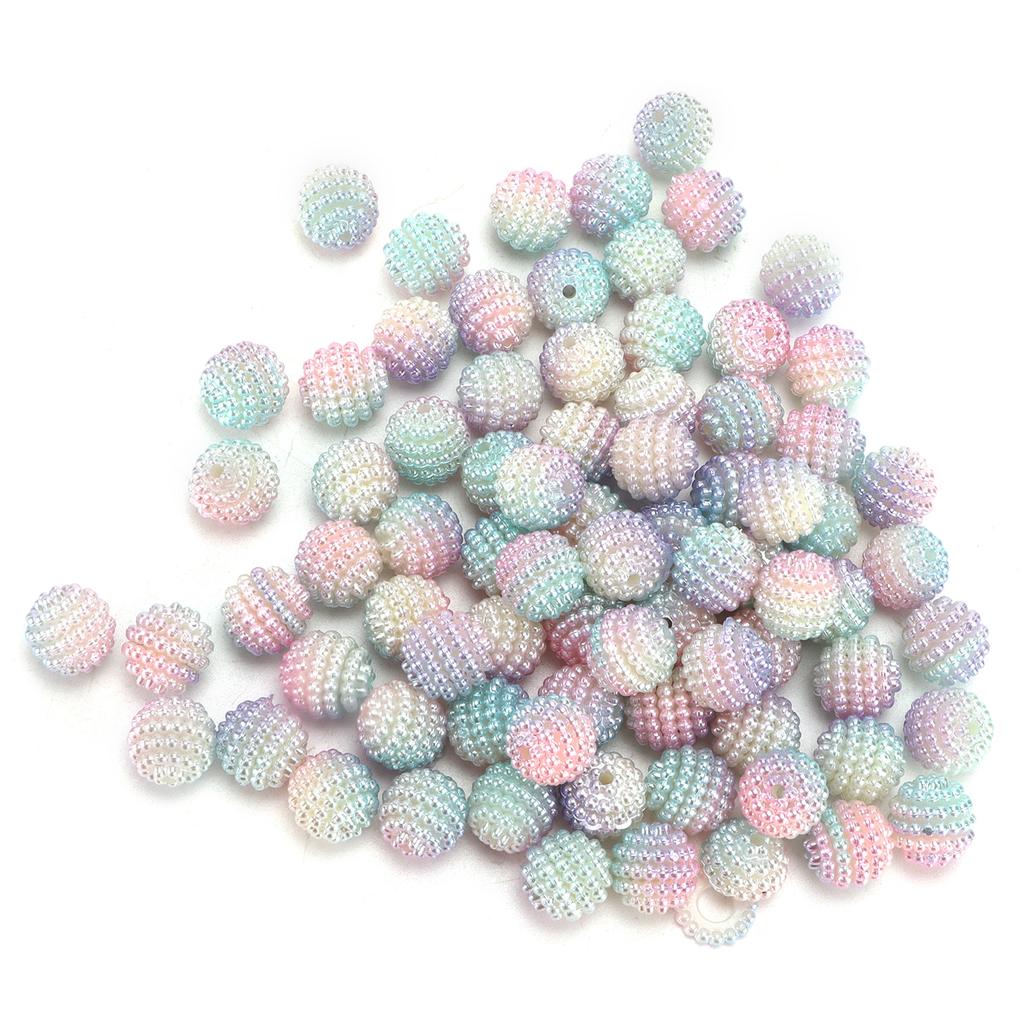 200pcs Pearl Beads Color Pearlized Gradient Bayberry Shaped Bubble Beads with Hole for DIY Jewelry