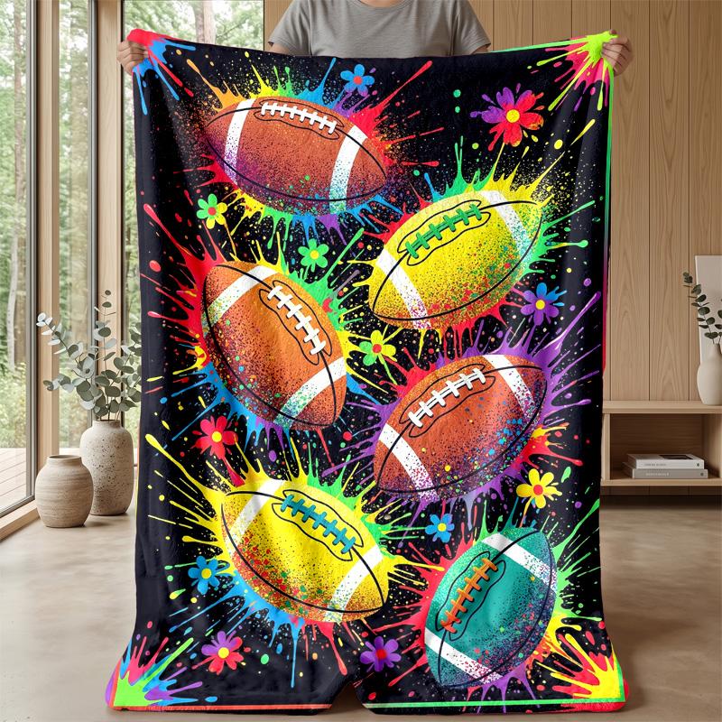 Football Party Decorations 2 Theme blanket Lightweight Warm Flannel Blanket Decorative Throw Blanket for Home Decoration
