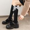 Bow Tube Socks Women's Spring and Autumn Black and White JK Lolita Calf Socks Japanese Girls College Style Knee Socks