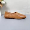Johnature Genuine Leather Shallow Flat Shoes Round Toe Soft Sole Loafers Casual Solid Color Women's Slip-on Shoes