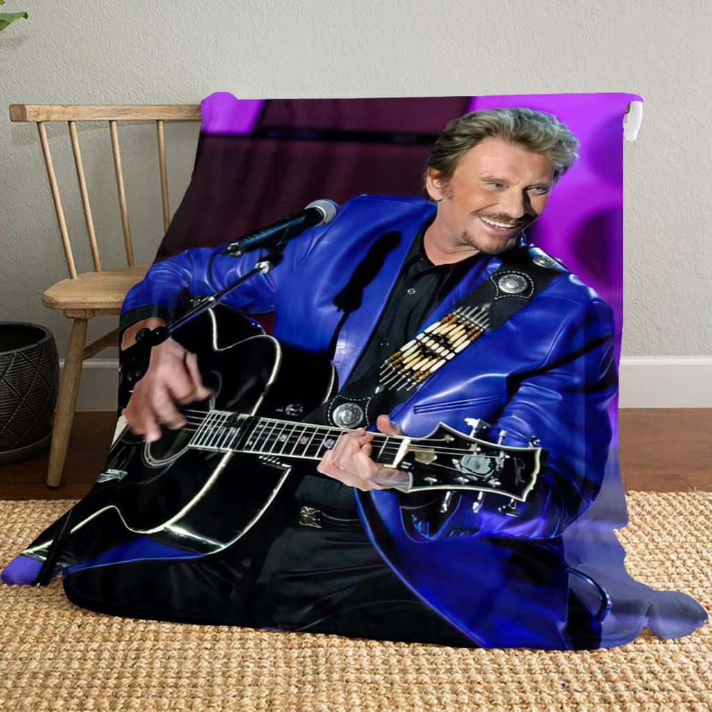 1pc Johnny Hallyday guitar performance blanket, al season lightweigh Poster blanket home office outdoor nap multifunc Poster blanketional blanket