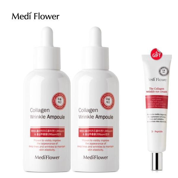 Medi Flower Ампула с коллагеном для улучшения морщин (100млx2) + Коллагеновый крем для век (40мл)