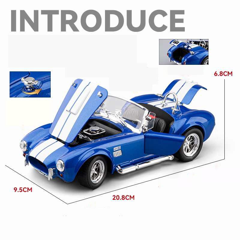 1/24 Ford Shelby Cobra 427 S/C Сплавная Модель Машинки Игрушка Литье под Давлением Звук и Свет Игрушки Машинки для Детей Транспортное Средство