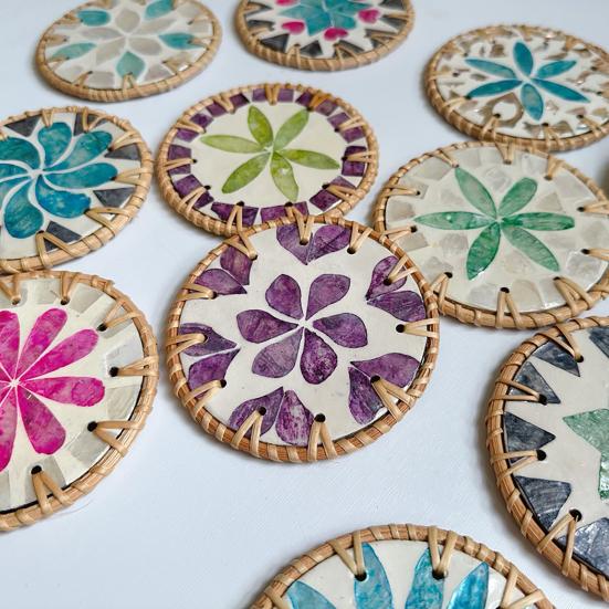 Table Coaster Handcrafted Seashell Coaster Artistic Insulation Pad Convenient Table Protection Mat for Home