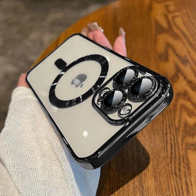 Мужской роскошный магнитный чехол с покрытием Magsafe для iPhone 15 14 13 12 11 Pro Max Plus, противоударный чехол с магнитным беспроводным зарядом