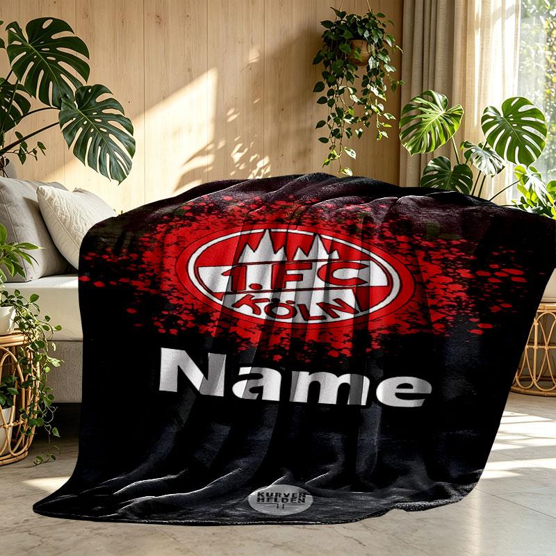 Custom Name Personalized FC Koln Print Blanket, Home Decor, Bedroom, Sofa, Camping, Couch, Gifts for Birthday Christmas