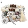 4Pcs/Set Bohemia Style Wing Beads Bracelet Women Bangle Jewelry Party Gift