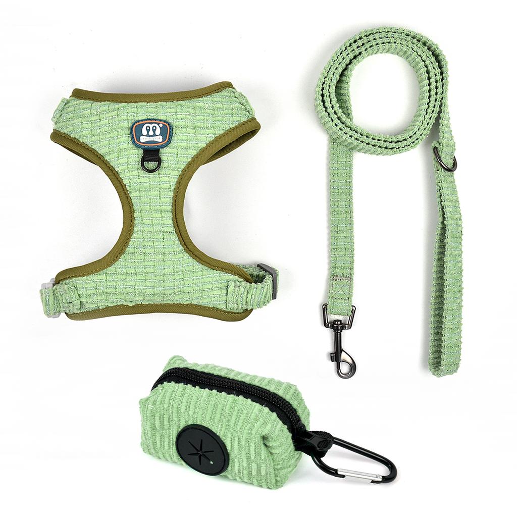 MIDEPET Luxury Dogs Pet Harness Leash Set High Quality Reflective Polyester/Nylon Adjustable with Escape Proof Neck Buckles