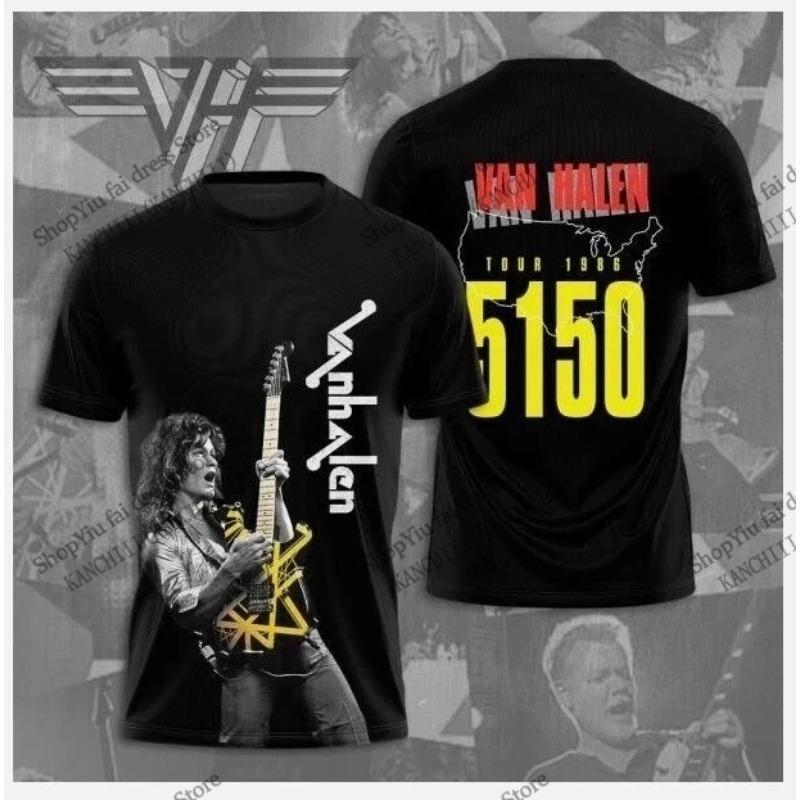 Винтажная футболка с 3D-принтом рок-группы Van Halen Мужская Женская Модная Повседневная Футболка с коротким рукавом Детские Топы Футболки Мужская Одежда Фанаты Новое