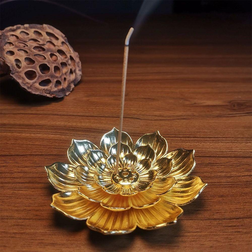 Multi-Hole Lotus Censer Alloy Incense Stick Holder Simple Incense Tray  Temples Home Office