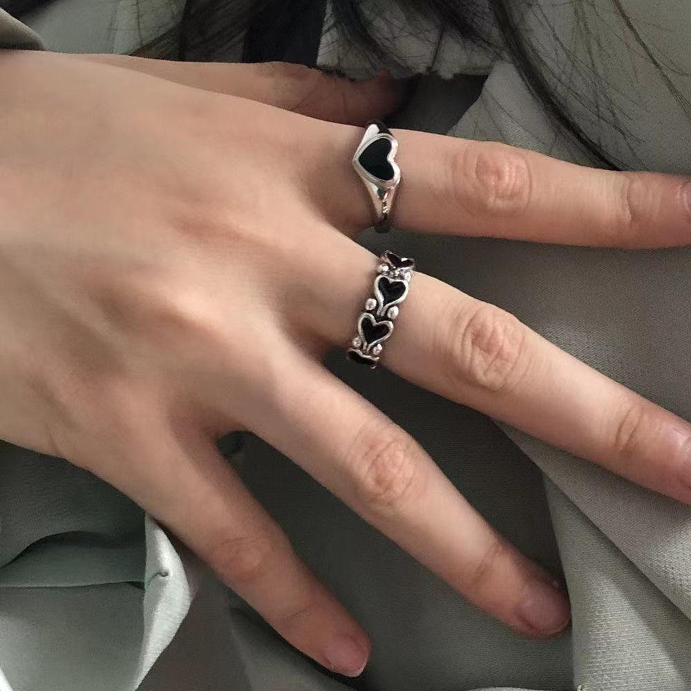 Gifts Index Finger Ring Geometric Heart Stackable Rings Korean Style Heart Chain Ring Women Rings