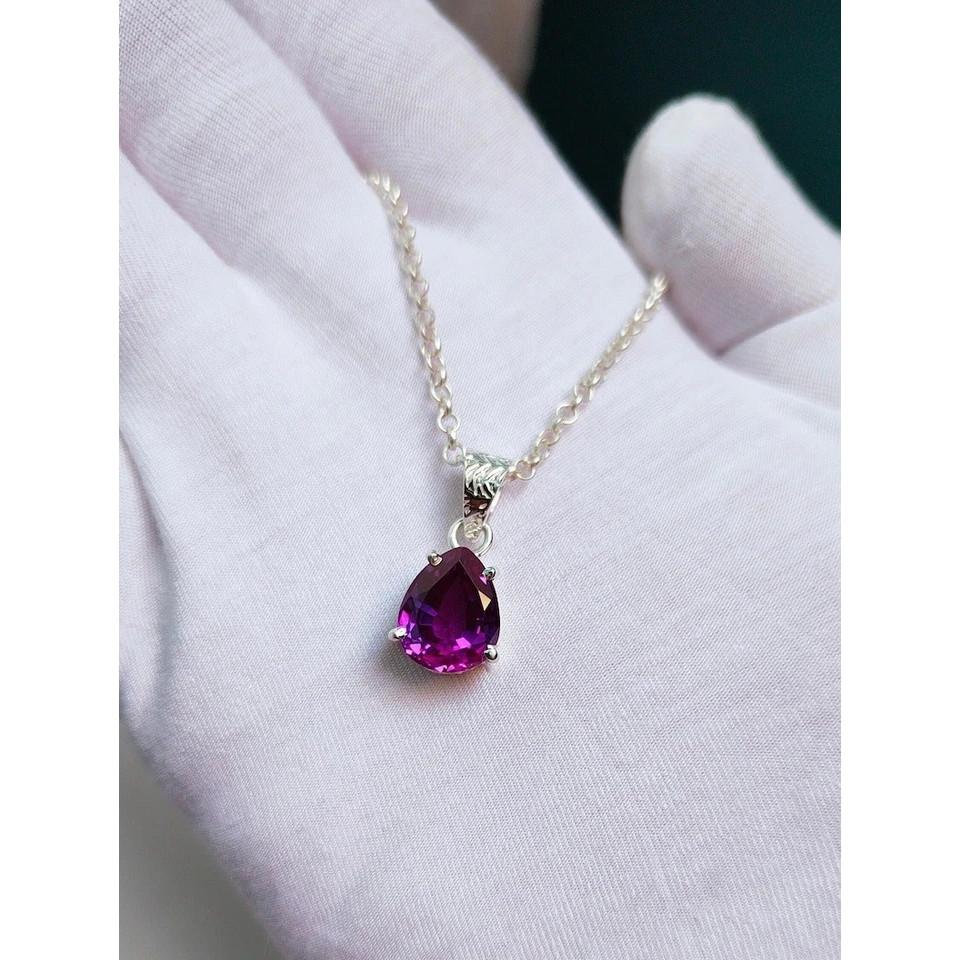 Natural Purple Sapphire 925 Sterling Silver 15 CtPear Gemstone Pendant