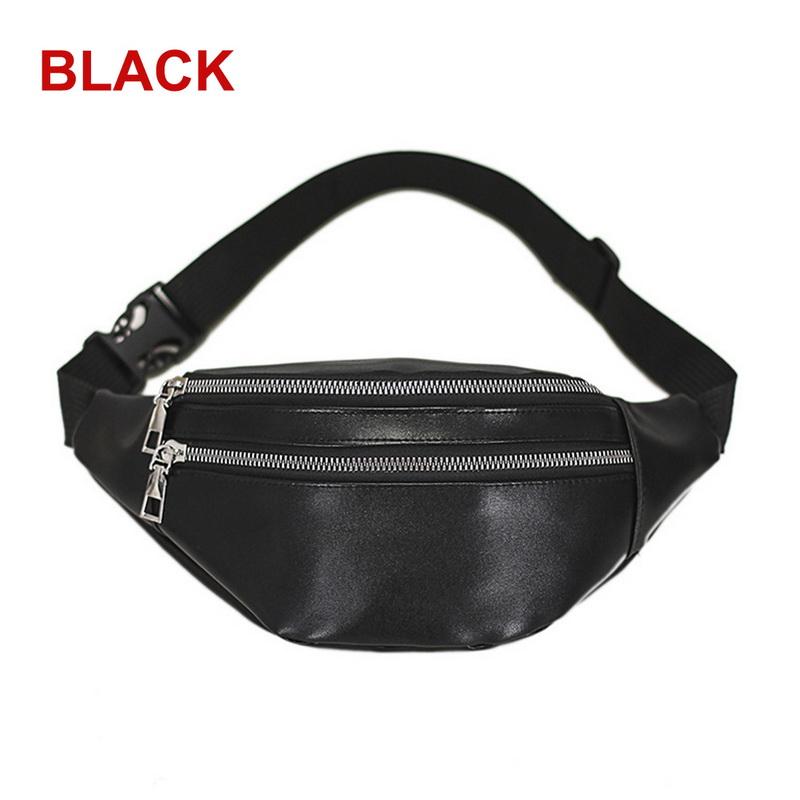 High Fashion Ladies Fashion Leather Belt Zipper Large Capacity Waist Bag Sports Shoulder Bag