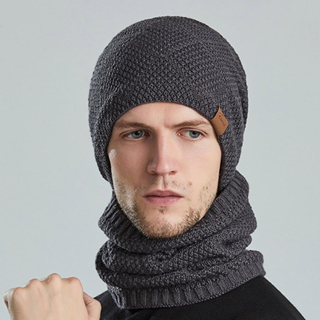 Уличная теплая зимняя вязаная шапка и шарф, стильная вязаная шапка для мужчин и женщин