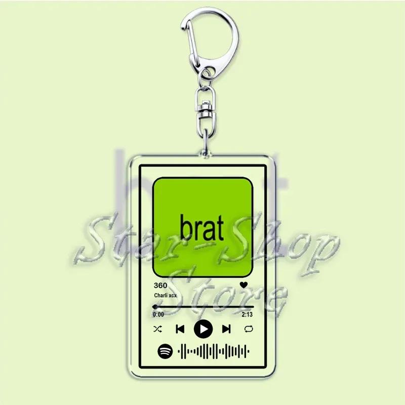 Музыка Charli XCX Альбом Brat Брелоки Горячие Песни Плейлист Подвеска Брелок для Аксессуаров Сумка Кольцо Брелок Украшения Подарки для Фанатов