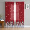 Christmas Tree Snowman Snowflake Red Sheer Curtains for Living Room Decoration Window Curtains Kitchen Tulle Voile Curtains