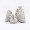 3 Pcs/set Simple Cotton Linen Lattice Drawstring Bag Travel Jewelry Phone Cosmetic Canvas Storage Bag