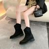 New Maillard Fashion Boots Autumn Vintage Suede Martin Boots Small Skinny Pleated Pile Boots