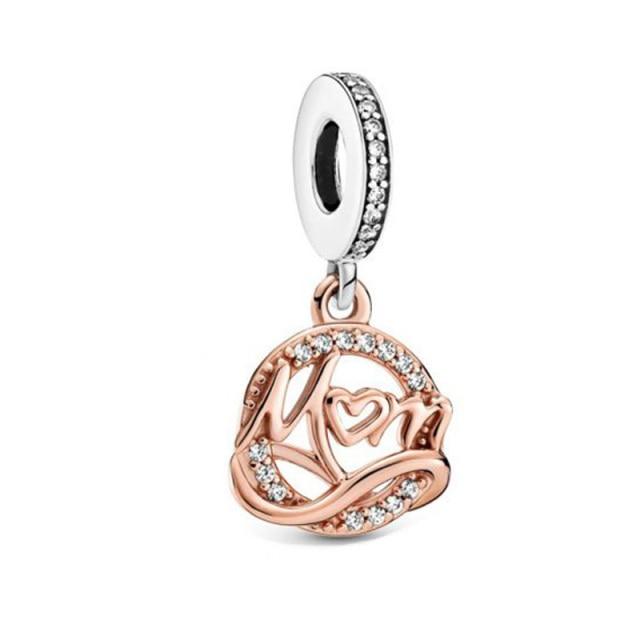 Стерлингового серебра 925 пробы O Love Heart розовое золото CZ кулон мотаться подходит ожерелье женщины DIY очаровательные ювелирные изделия