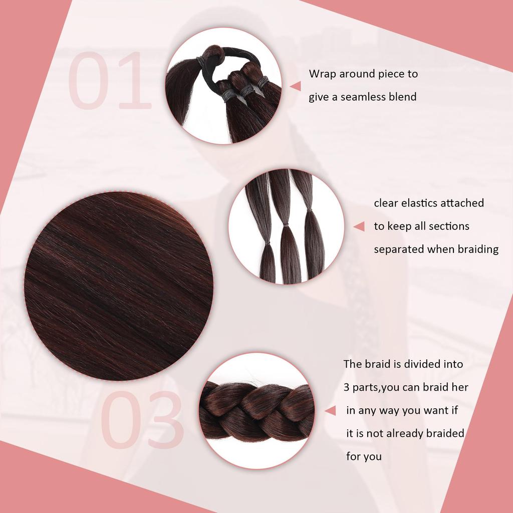 30 дюймов с резинкой, длинный хвост, наращивание волос, плетеный хвост, синтетический натуральный для женщин, шиньон, косы