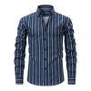 Мужская рубашка с длинным рукавом и лацканами, в полоску с цифровой печатью с четырех сторон, высококачественная мужская рубашка