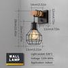 Set of 2 Industrial Wall Sconces with Dimmer ON/Off Switch,Farmhouse Wall Mount Light with Metal Cage Shade,Black Wall Lights Indoor for Kitchen