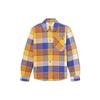 Organic Cotton Fleece-Lined Overshirt Plaid Collar Long Sleeve Shirt Men Shirts Yellow A6G5S-DY1