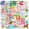 50 Mental Health Stickers Xiaoqing Cartoon English Short Sentences Skateboard Water Cup Waterproof Decorative Sticker